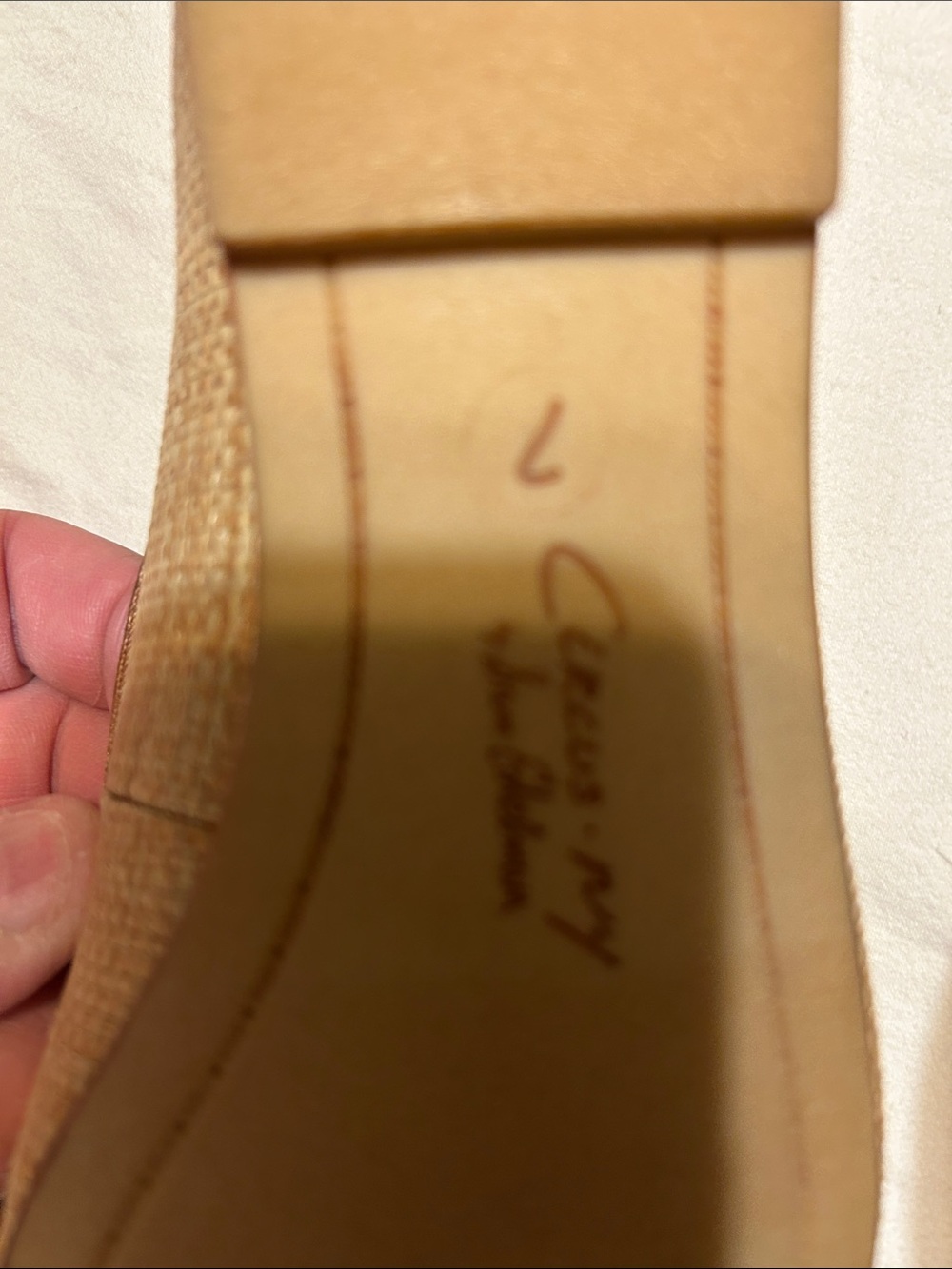 Sam Edelman Tan Woven Slip-On Loafers with Brown Trim - Picture 6 of 10